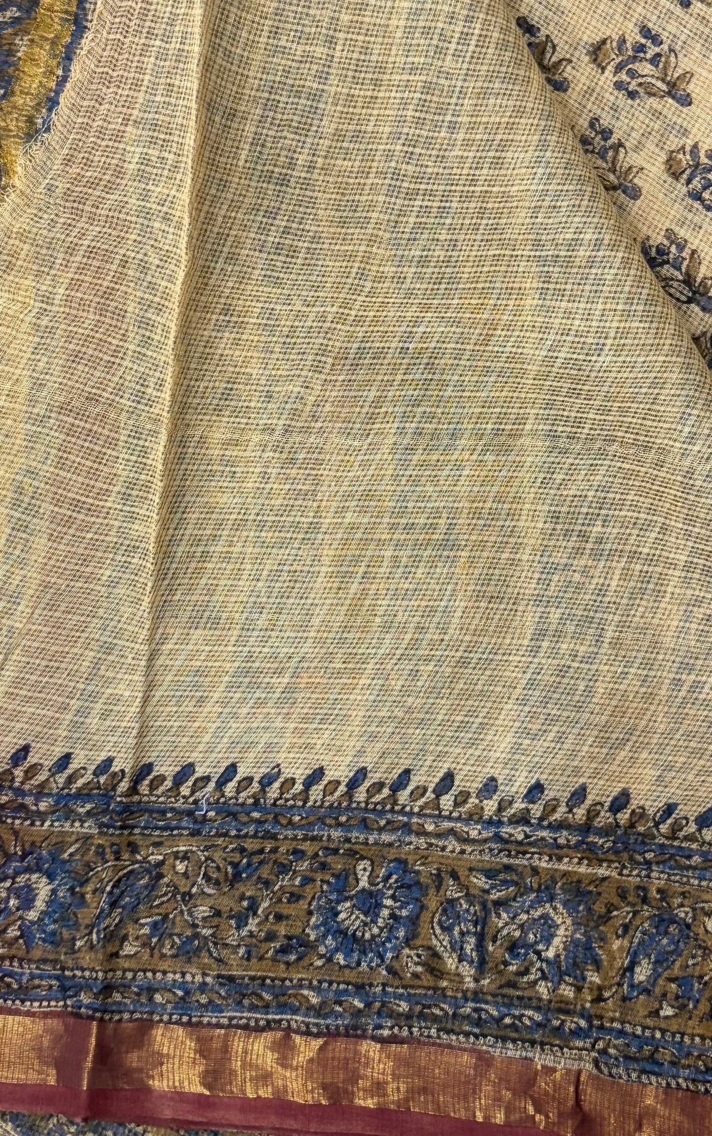 Hand block printed Kota Doriya Saree