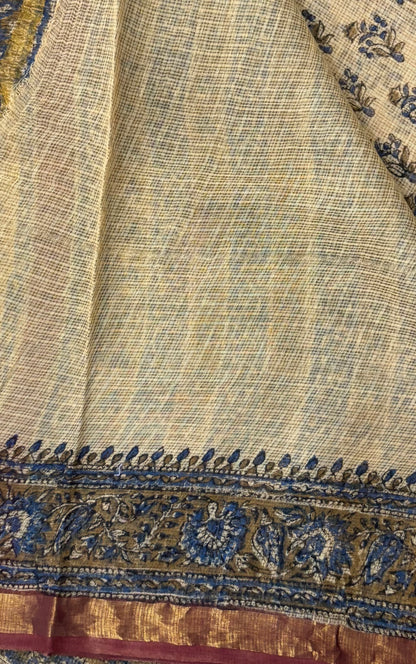Hand block printed Kota Doriya Saree