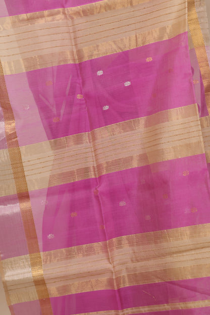 Pink Handloom Maheswari Silk Cotton Sarees | Looms & Tassels