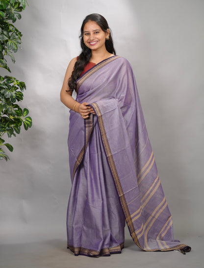 Lavender Narayanpet Cotton Saree | Looms & Tassels