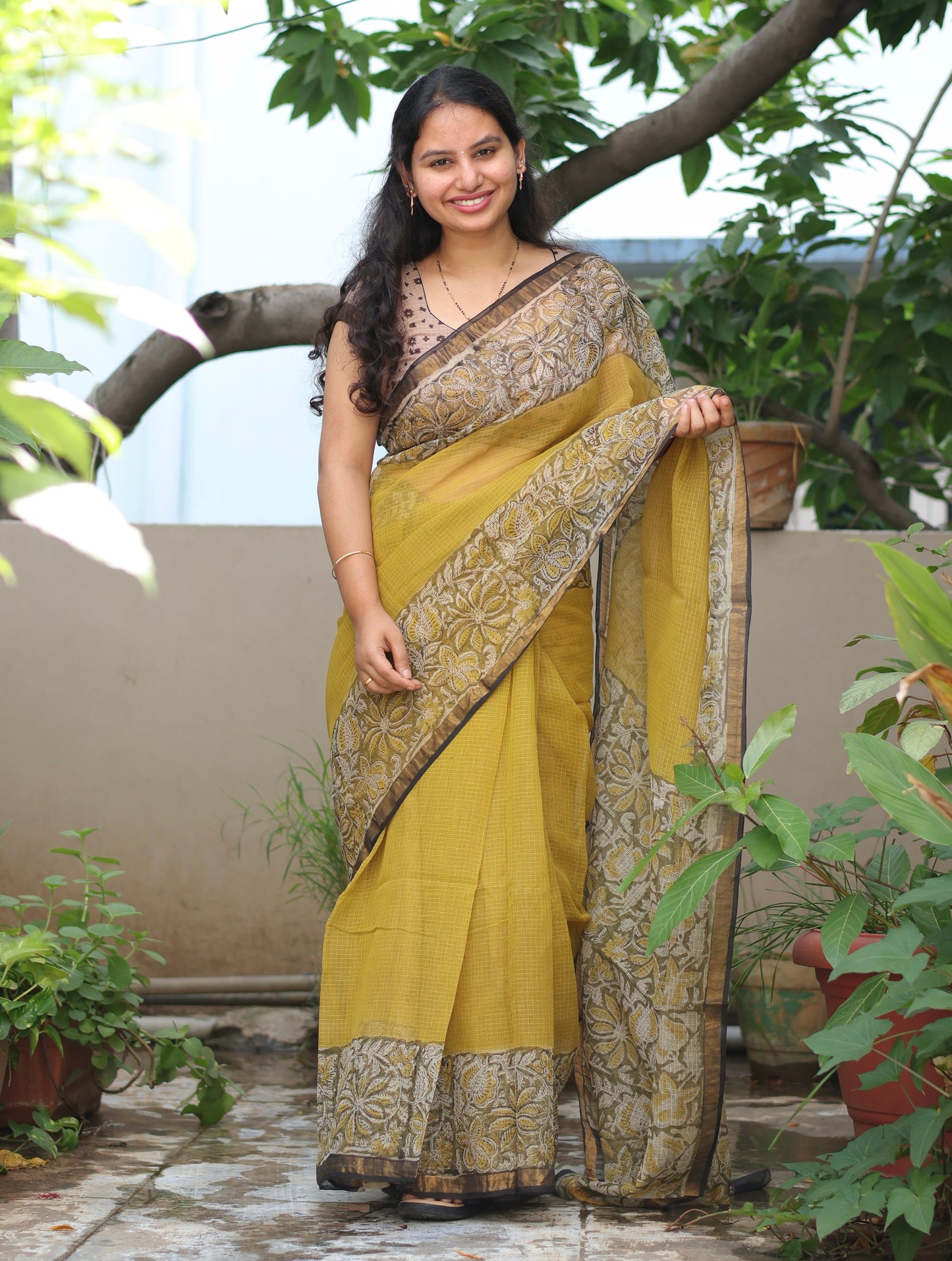 Bagru Hand block printed Kota Doriya Saree