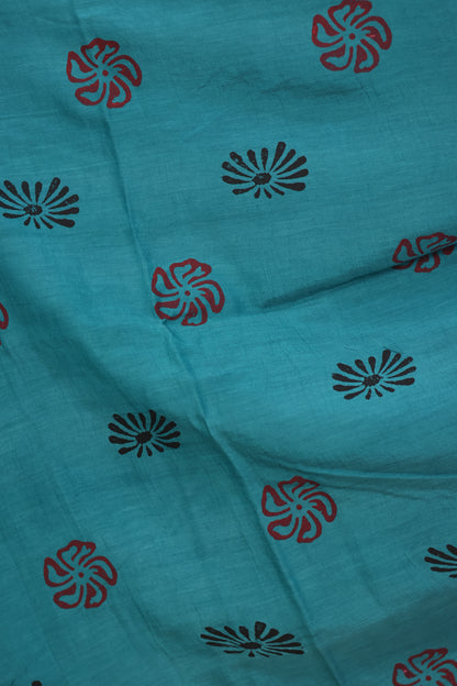 Pink Hand dyeing premium chennur silk with block prints saree