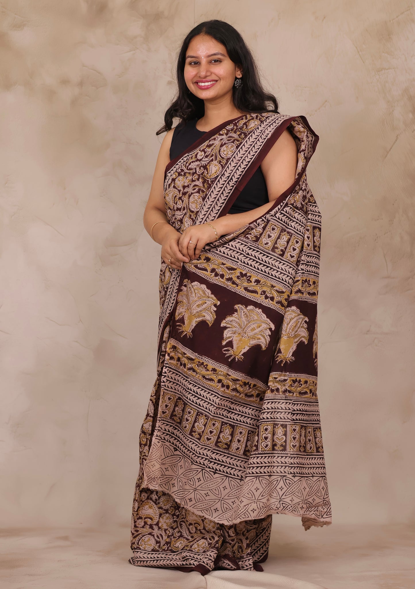 Hand Block Printed Kalamkari Cotton Saree