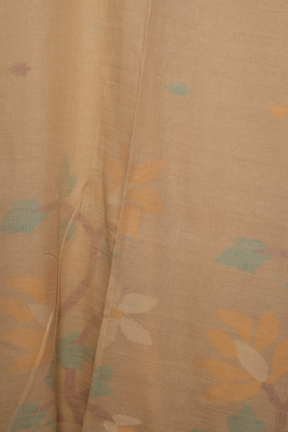 Cream Pure Handwoven Jamdhani Malai Cotton Saree