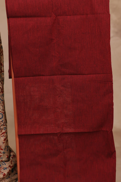 Hand Block Printed Kalamkari Unstitched 3pc Suit Set
