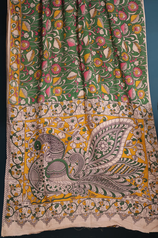 Green Kalamkari Cotton Saree