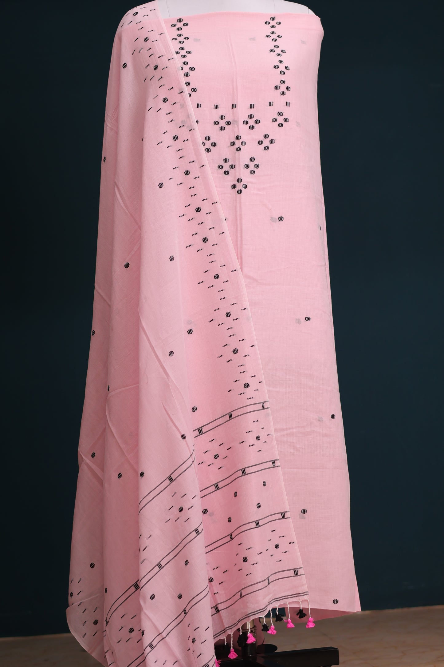 Handwoven weaving butta pure Malai cotton 2 piece suit sets