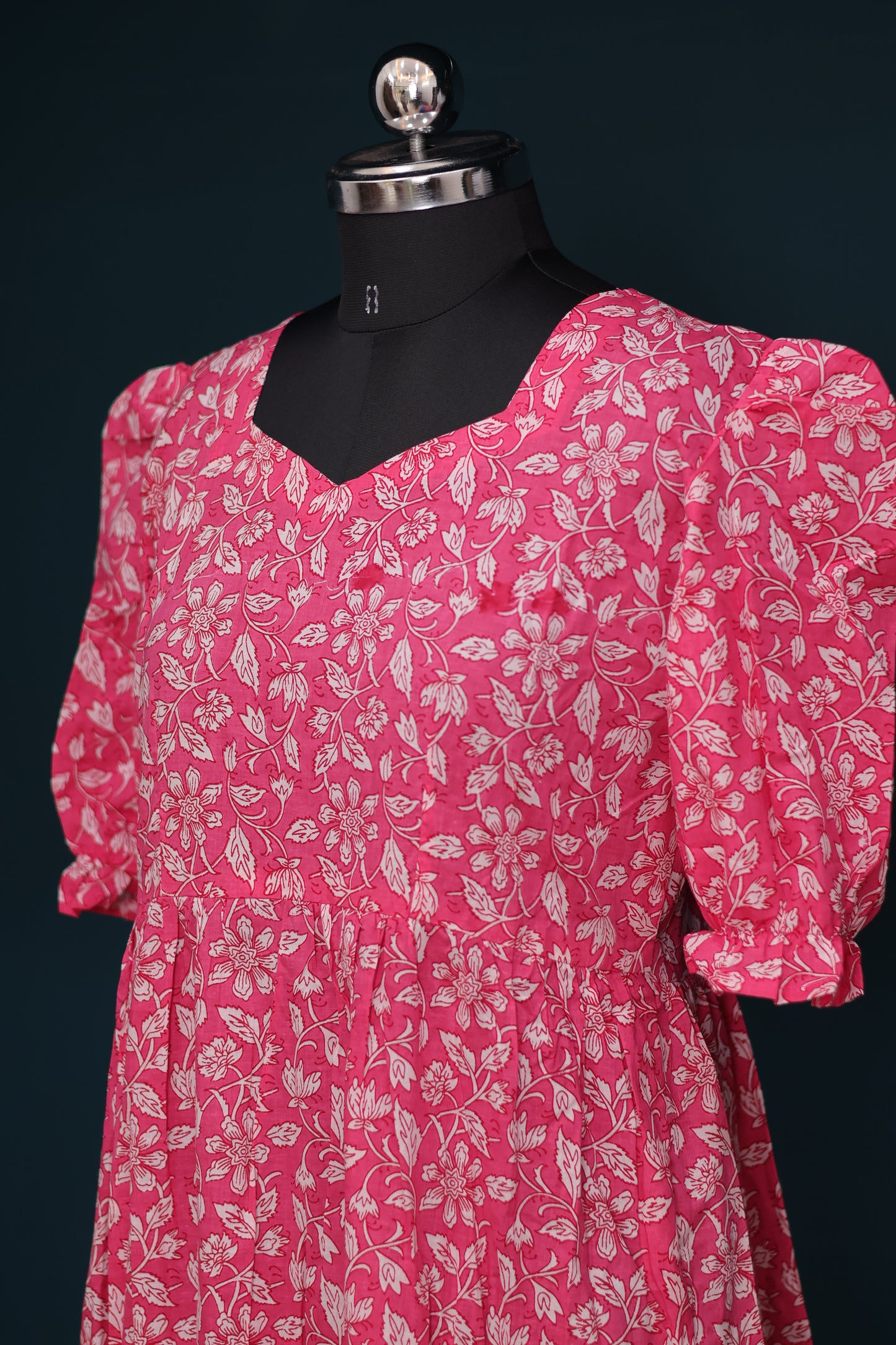 Pink Bagru pure cotton frock