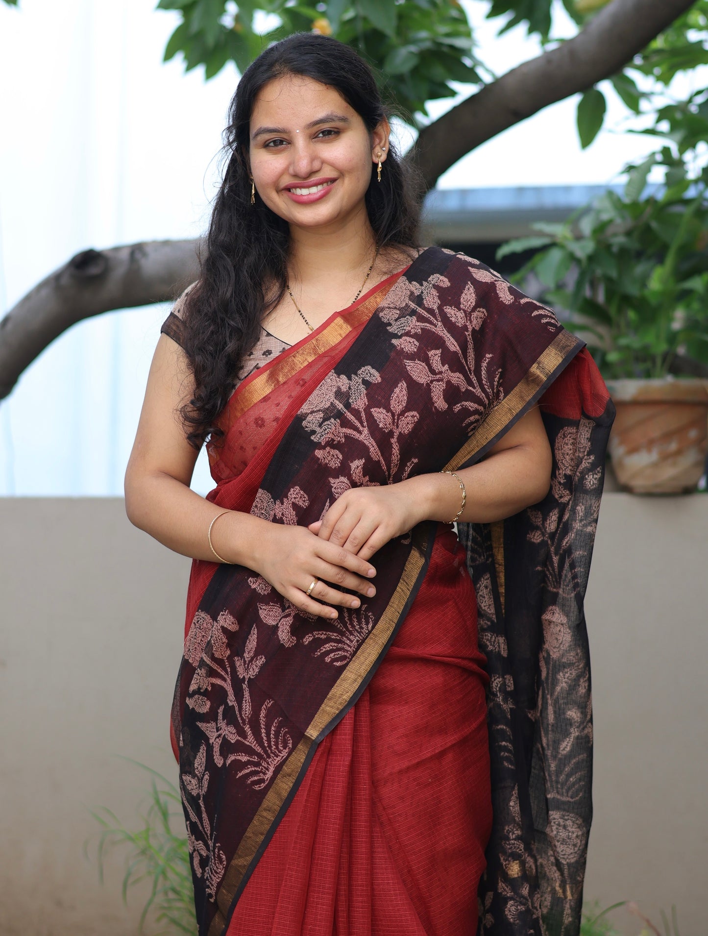 Bagru Hand block printed Kota Doriya Saree