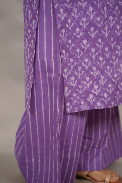 Lavender Pure Mul Cotton Co-ord Set (Set of 2) | Looms & Tassels