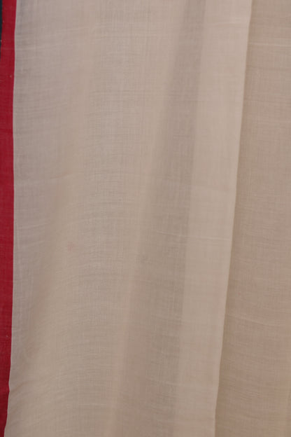 White & Red Pink Pure Handwoven Jamdhani Malai Cotton Saree