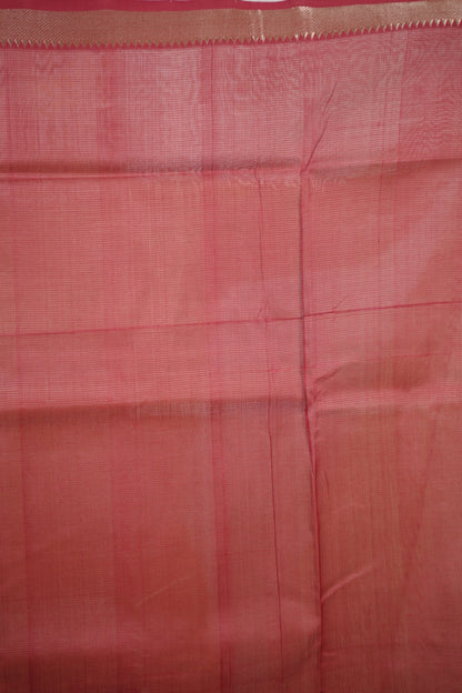 Off White & Maroon Handloom Mangalagiri Silk Saree| Looms & Tassels