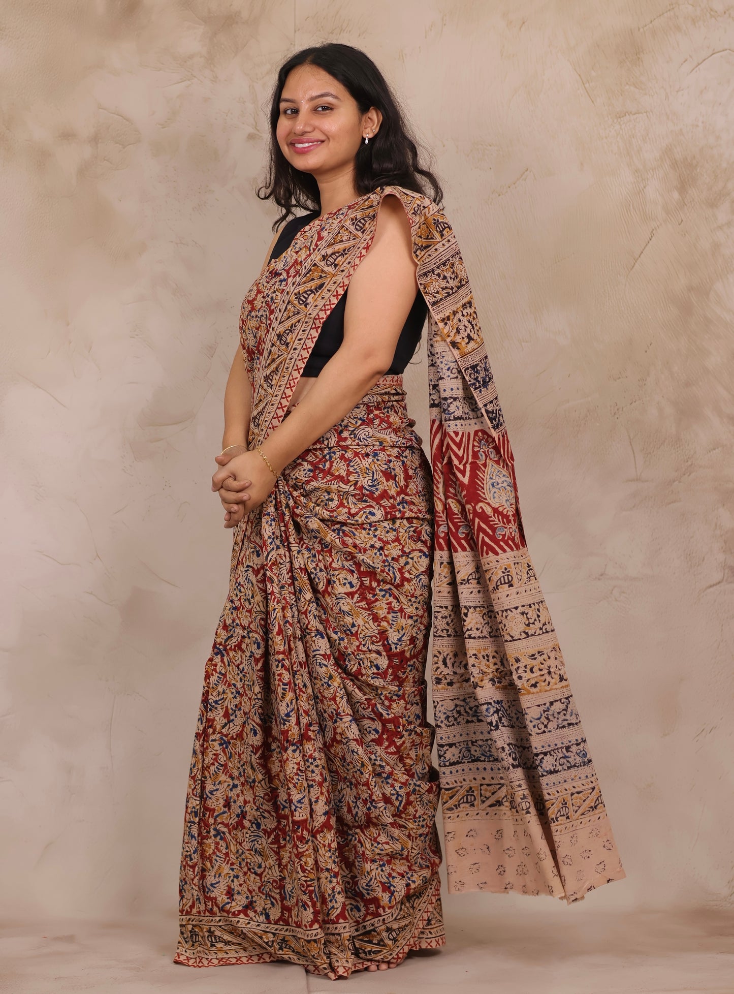 Hand Block Printed Kalamkari Cotton Saree