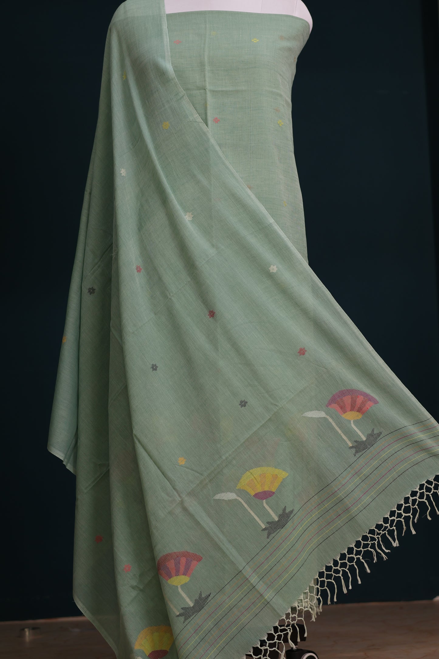 Handwoven Jamdhani pure Malai cotton 2 piece suit sets