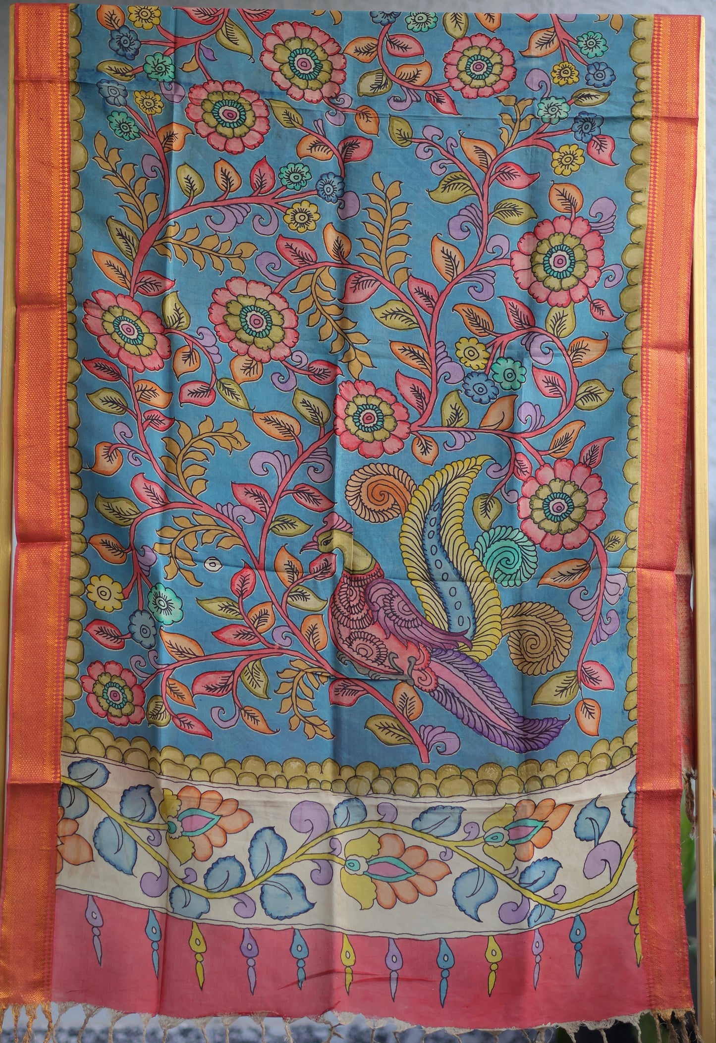 Pen Kalamkari chennur silk duppata