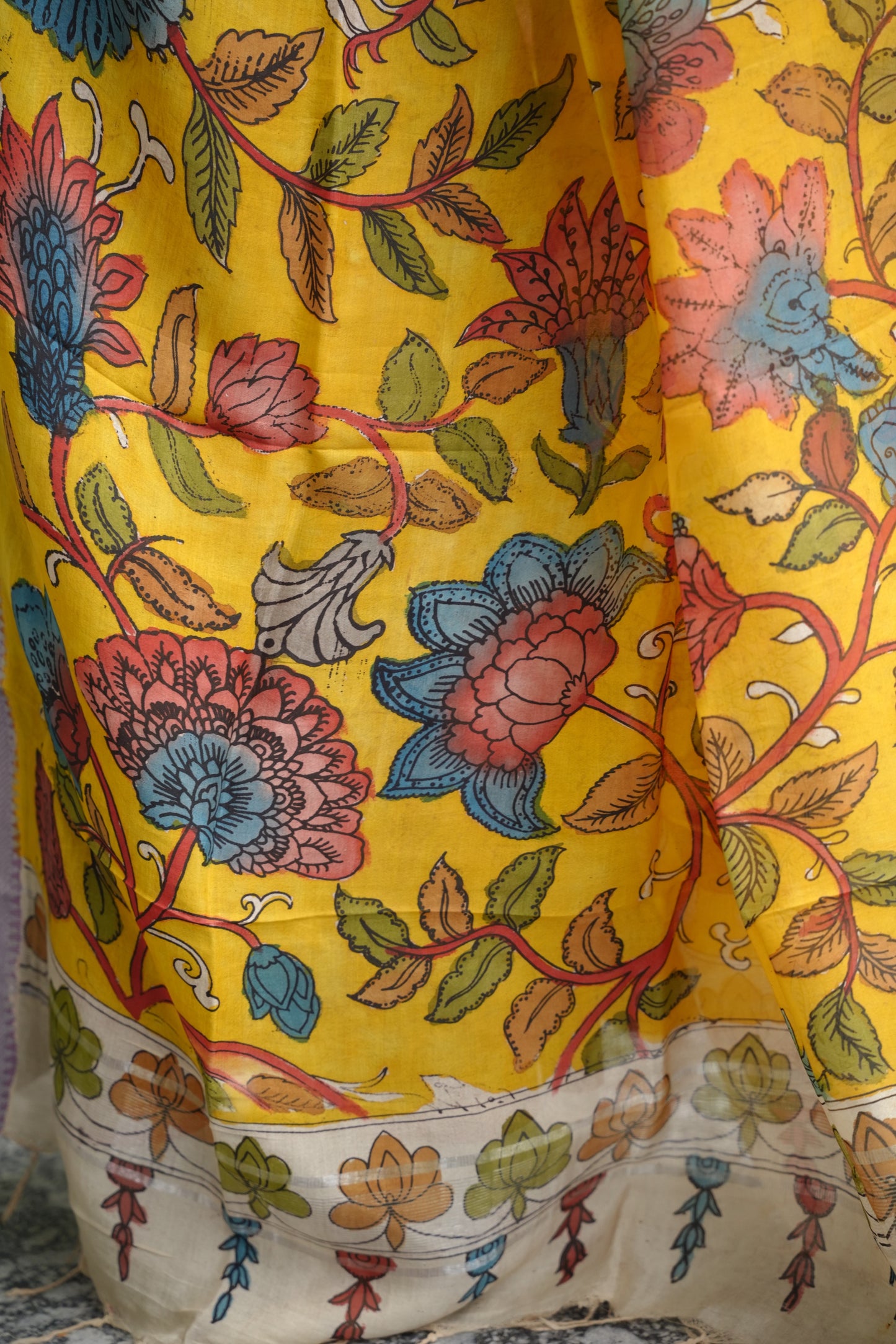 Pen Kalamkari Mangalagiri silk Dupatta