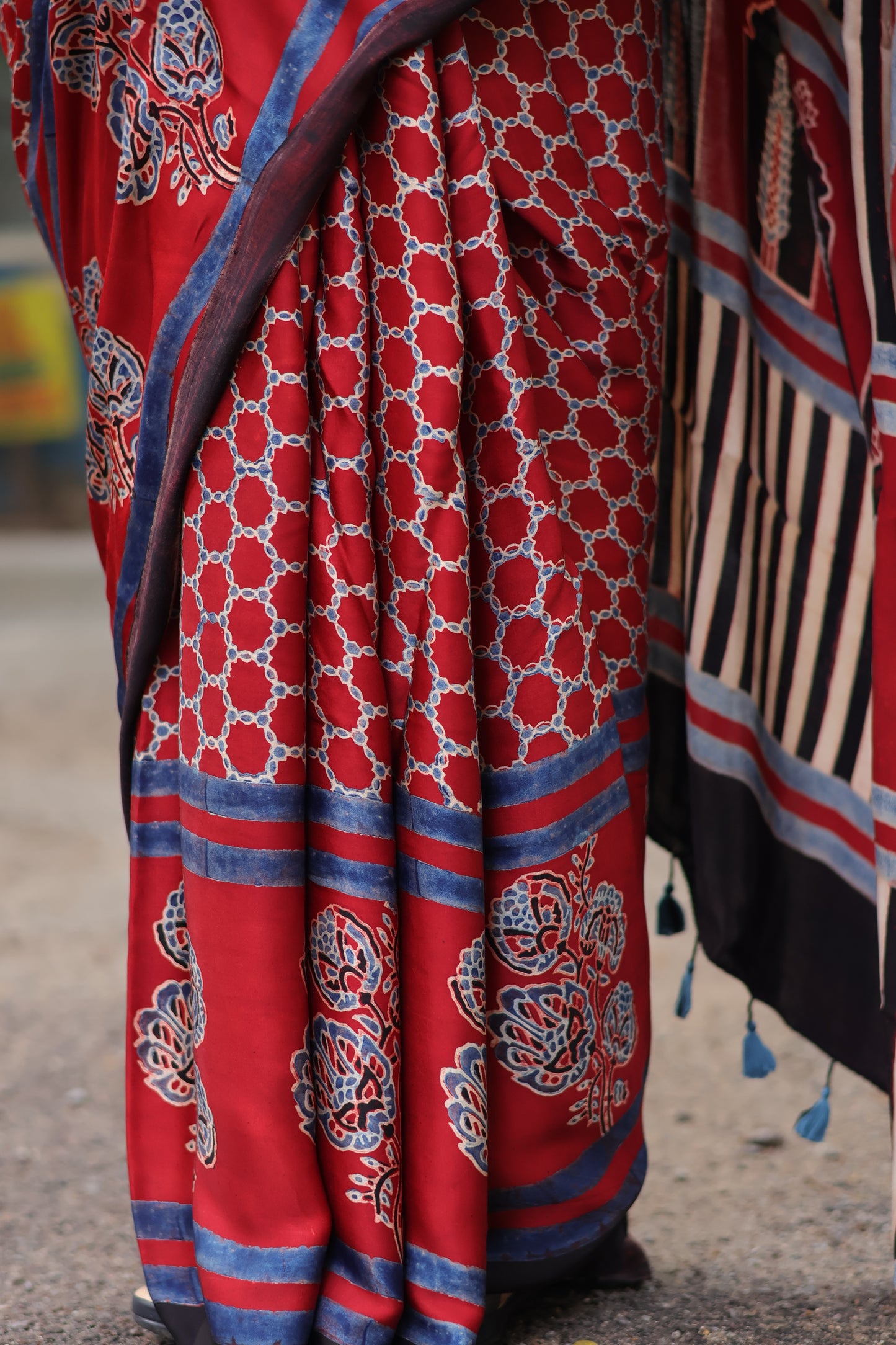 Ajrakh Modal Silk Saree