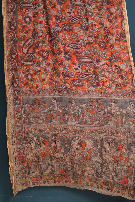 Kalamkari printed Kota Doriya Saree