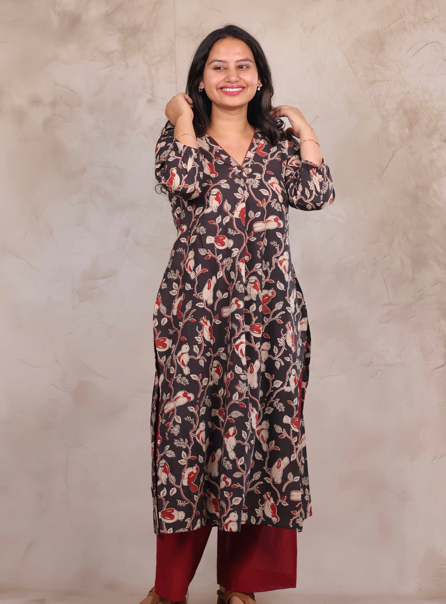 Black Pure Cotton Kalamkari Co-Ord Set | Looms & Tassels