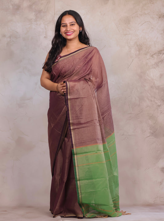 Dual Tone Narayanpet Cotton Saree | Looms & Tassels