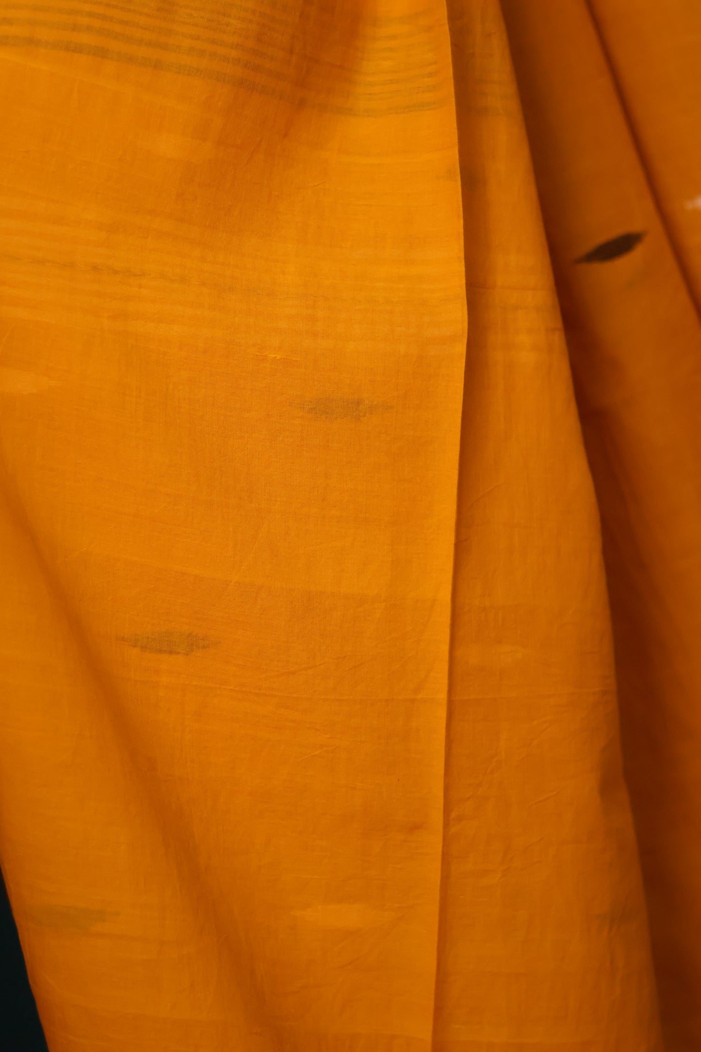 Mustard Pure Handwoven Malai Cotton Saree with Butta Weaving