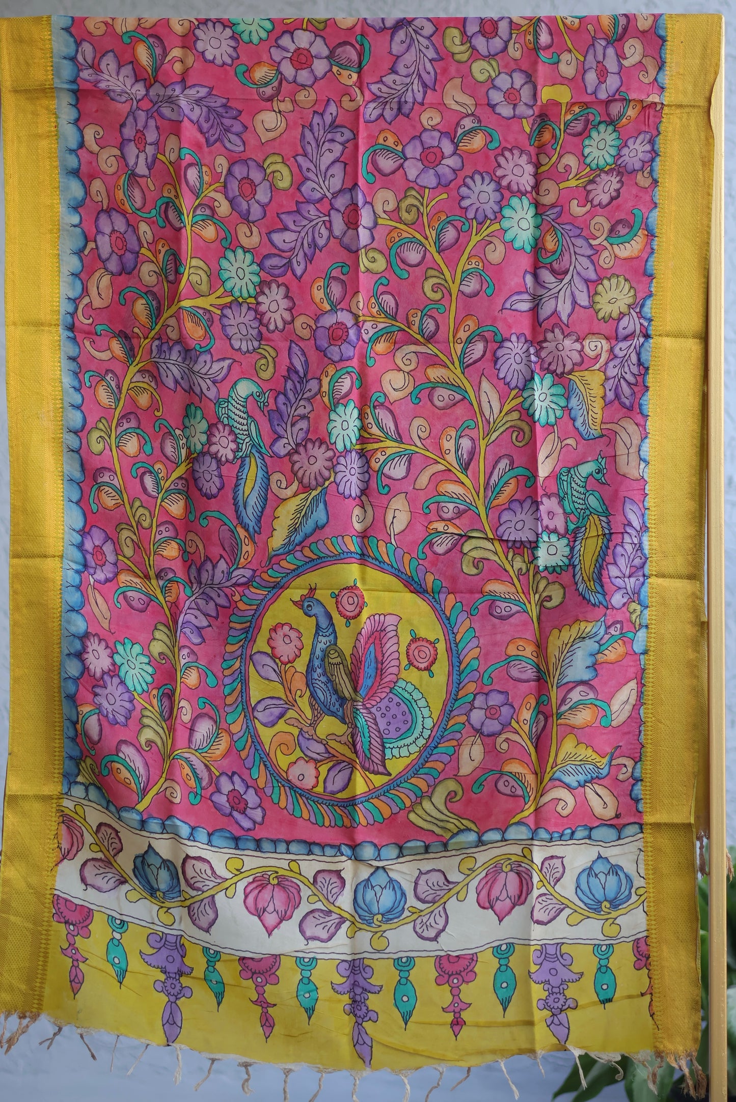 Pen Kalamkari chennur silk duppata