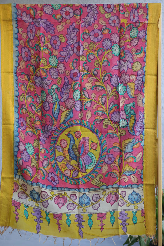 Pen Kalamkari chennur silk duppata