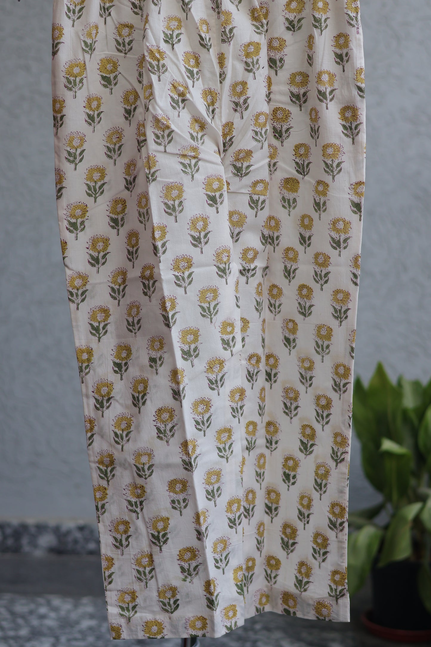 Sea Green Handblock printed Pure Mul Cotton with Kota Doria Duppata 3 piece suit (stitched)