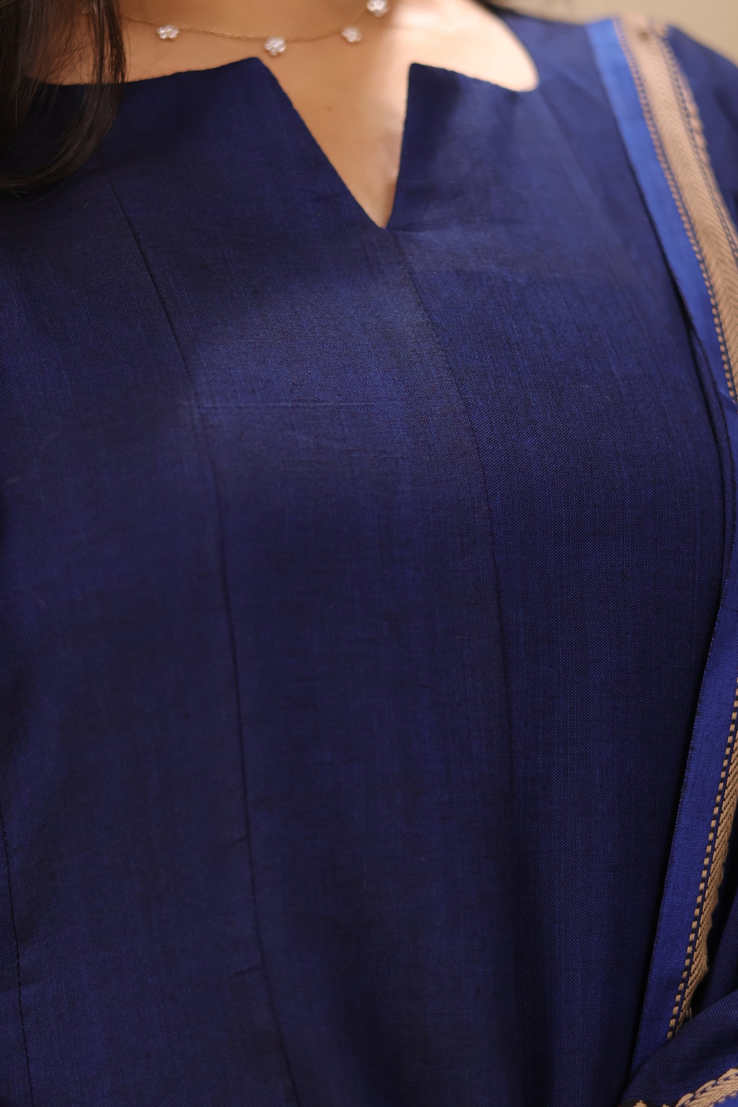 Blue Narayanpet Cotton Kali Kurta with Narayanpet Dupatta | Looms & Tassels