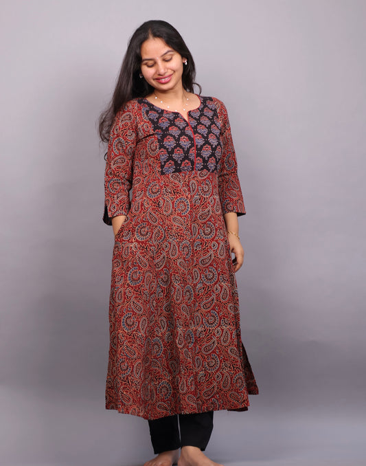 Ajrakh Hand Block printed Aline Kurti
