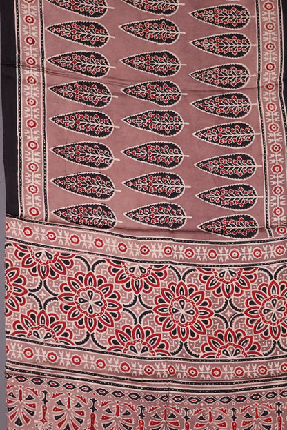 Ajrakh Hand Block Printed Modal Silk Stole | Looms & Tassels