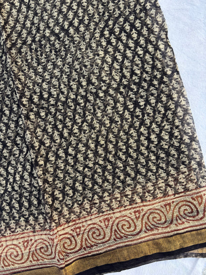 Hand block printed Kota Doriya Saree