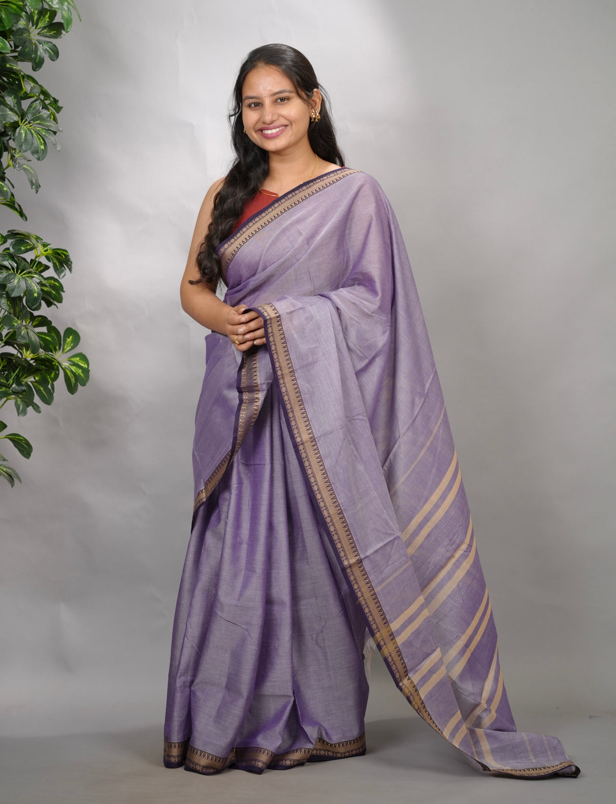 Lavender Narayanpet Cotton Saree | Looms & Tassels