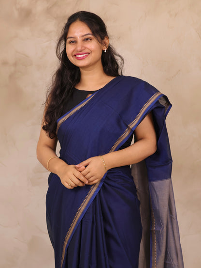 Blue Narayanpet Cotton Saree | Looms & Tassels