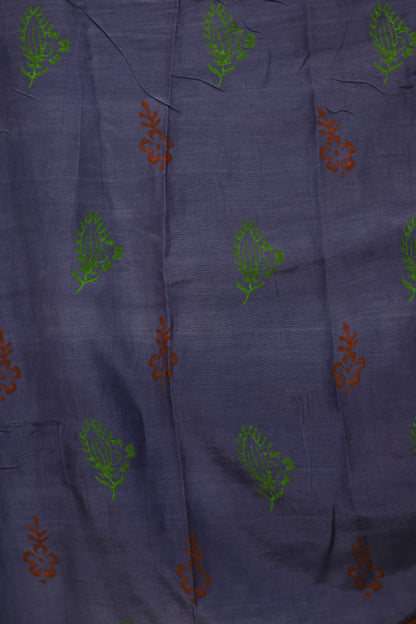Hand dyeing premium chennur silk with block prints saree