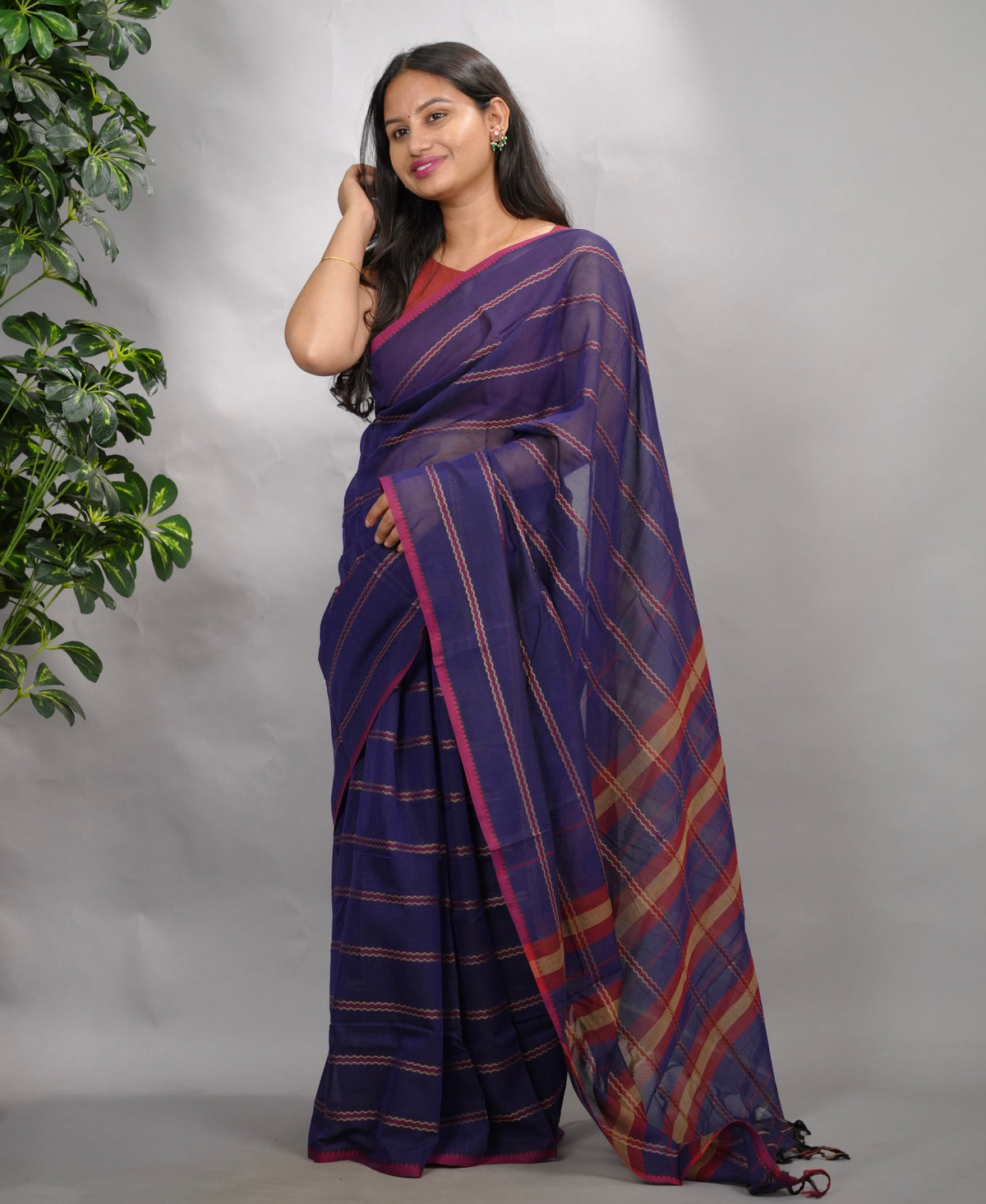 Blue Narayanpet Cotton Saree | Looms & Tassels