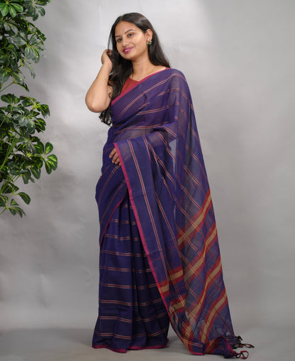 Blue Narayanpet Cotton Saree | Looms & Tassels