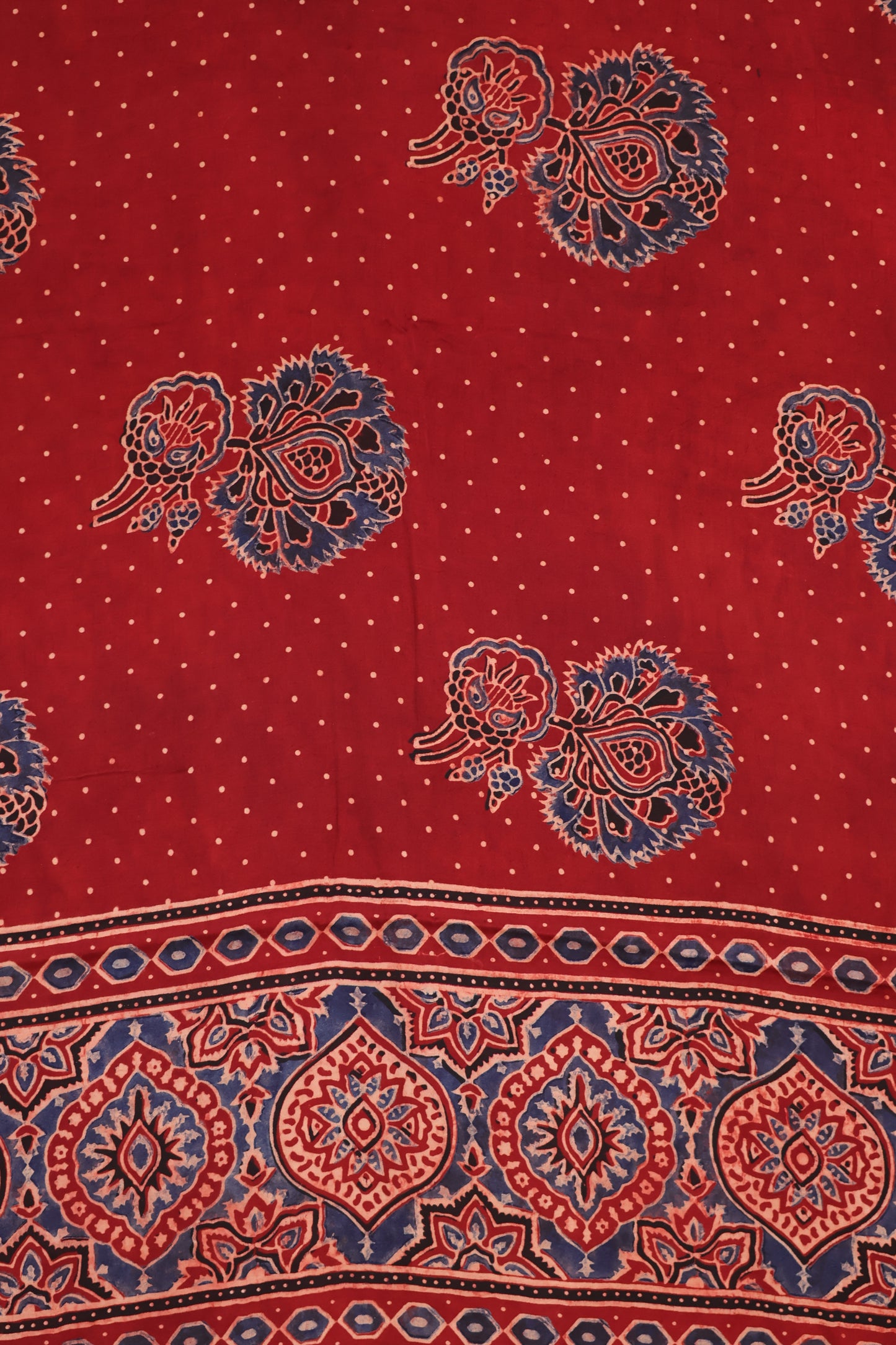 Pure Ajrakh Hand Block Printed Modal Silk Saree