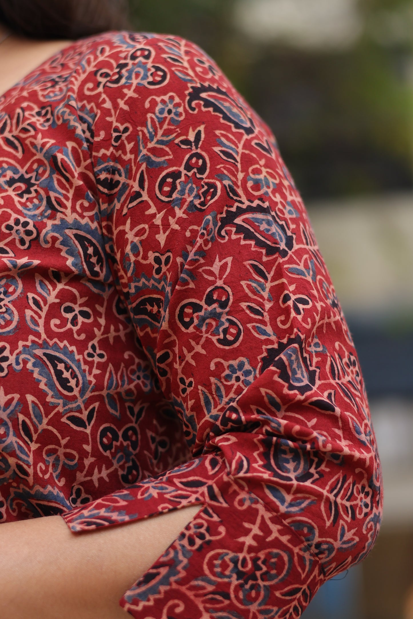 Maroon Ajrakh Hand Block printed Kurti