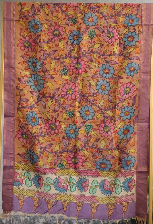 Pen Kalamkari chennur silk duppata