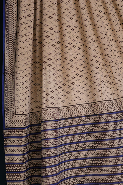 Bagru Handblock printed MulMul cotton saree