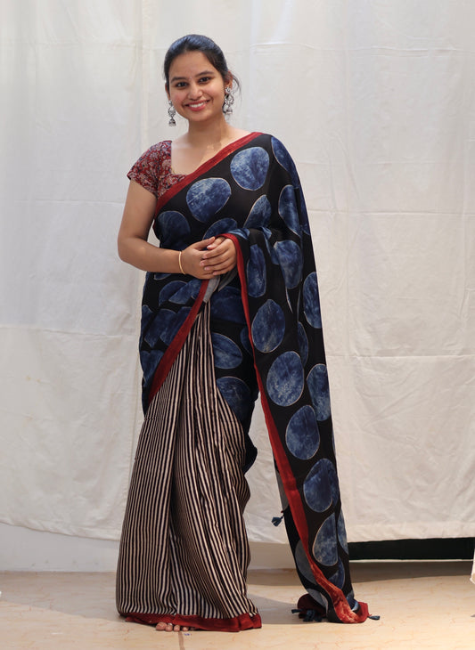 Ajrakh Modal Silk Saree