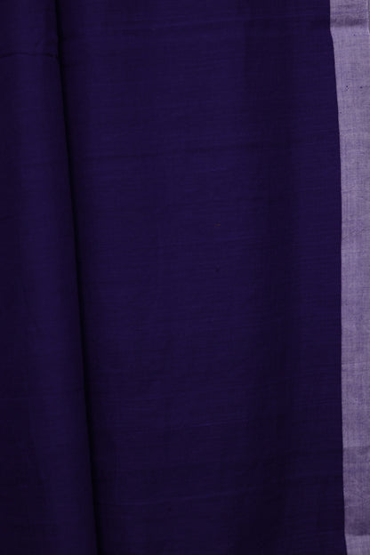 Blue Pure Handwoven Malai Cotton Saree with Butta Weaving border