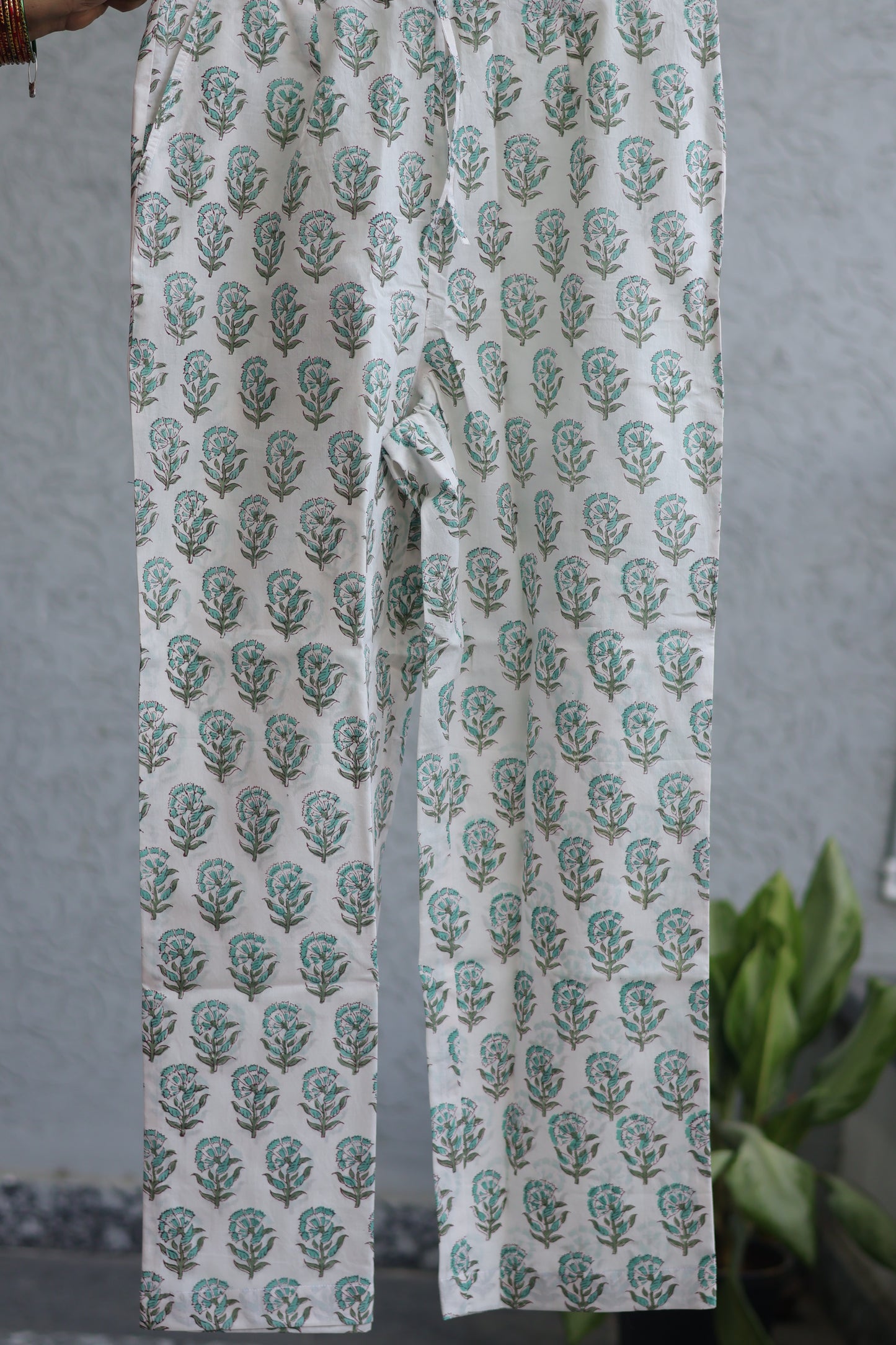 Peach Handblock printed Pure Mul Cotton with Kota Doria Duppata 3 piece suit (stitched)