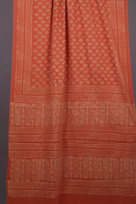 Bagru Handblock printed MulMul cotton saree