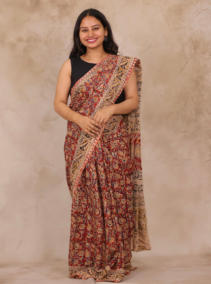 Hand Block Printed Kalamkari Cotton Saree