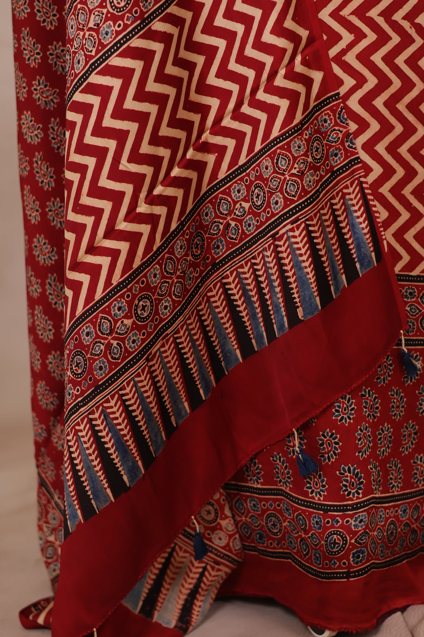 Ajrakh Handblock Printed Modal Silk 2 Piece Suit Set | Looms & Tassels