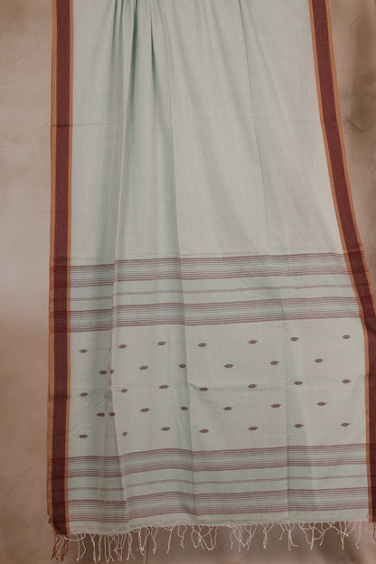 Pure Handwoven Jamdhani checks butta Malai Cotton Saree
