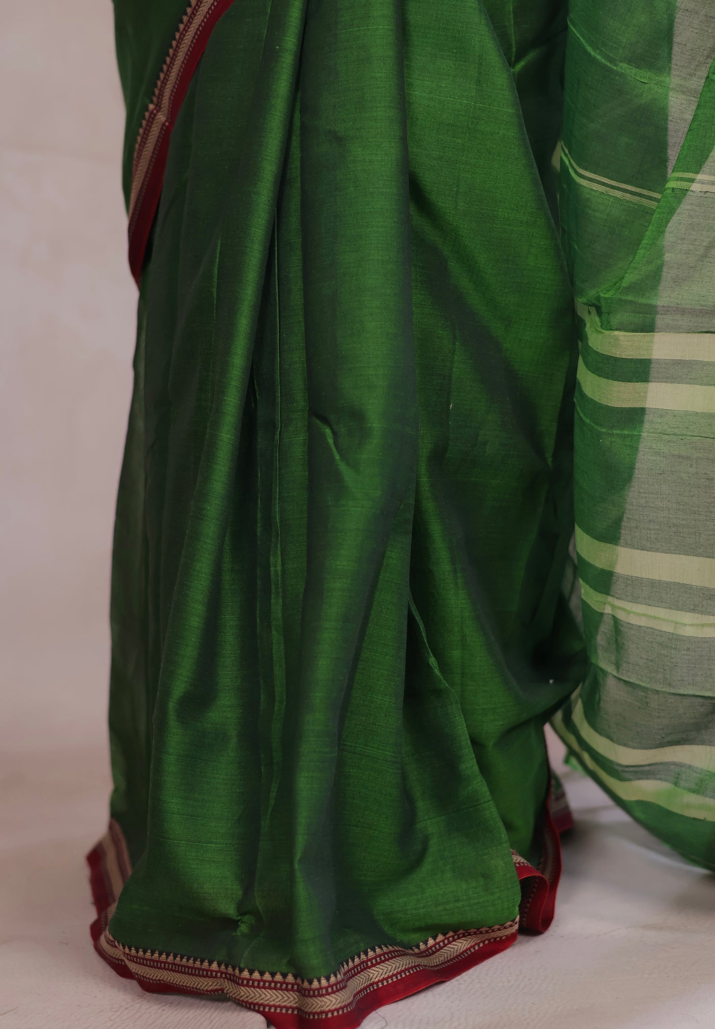 Parrot Green Narayanpet Cotton Saree | Looms & Tassels