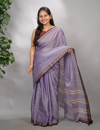 Lavender Narayanpet Cotton Saree | Looms & Tassels